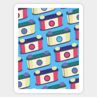 Retro Pinhole Camera Pattern - True Summer Seasonal Color Palette Sticker